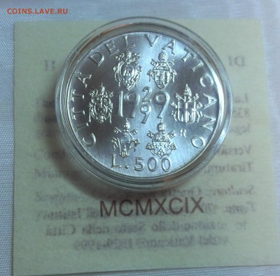 Ватикан 500 лир 1999 UNC (16.10) - IMAG2314