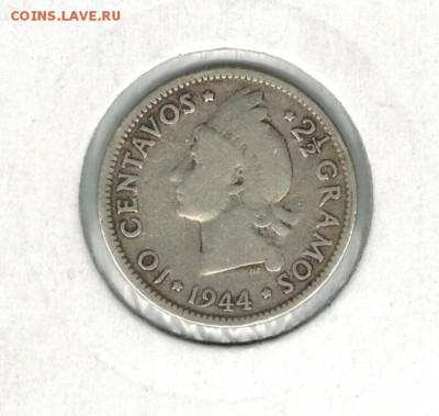 Доминиканская республика 10 сентаво 1944 до 17.10.15   22-00 - 01 1