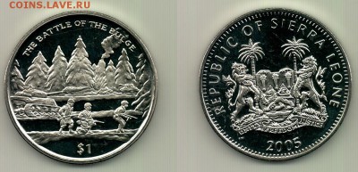4 монеты 1$,Сьерра-Леоне2005,The battle of...до 22.00 16.10 - №218