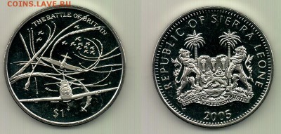 4 монеты 1$,Сьерра-Леоне2005,The battle of...до 22.00 16.10 - №222