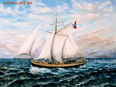 Норвегия 5 крон, 1975 шлюп"Restaurasjonen" БУКЛЕТ - шлюп Restaurasjonen