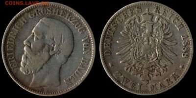 Редкие 2 марочники Кайзеррейха. - 1888 баден