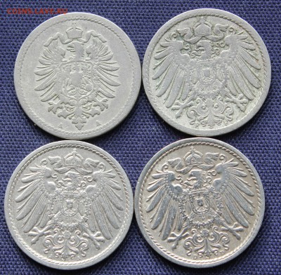 С 1 руб. КАЙЗЕРОВСКАЯ  ГЕРМАНИЯ 5 пфеннигов 4шт.  до 21.10. - IMG_8252.JPG