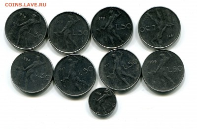 Италия 50 лир 1956-1992.Оптовый лот по фиксу.9штук 22.10. - img009