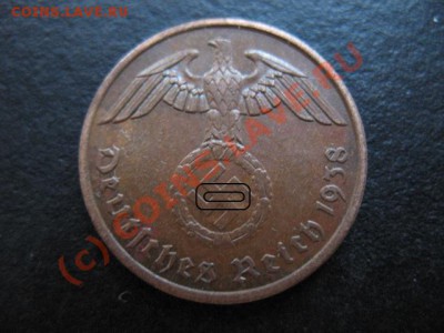 Третий рейх, 1938 г, 2 пф А, до 31.08 в 21-30 мск - р 1938 2аа рет