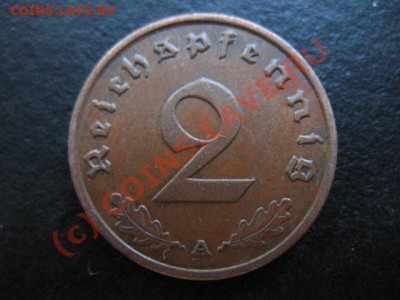 Третий рейх, 1938 г, 2 пф А, до 31.08 в 21-30 мск - р 1938 2а