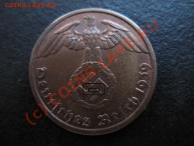 Третий рейх, 1939 г, 1 пф А, до 31.08 в 21-30 мск - р 1939 1а рет