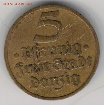 ДАНЦИГ 5 ПФЕННИГОВ 1932 ПАЛТУС ДО 22.10.15 В 22Ч (Б294) - 4-д1