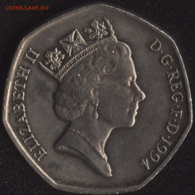 Англия 50 пенсов 1994 Нормандия до 22:00мск 23.10.15 - Англия 50 пенсов 1994 Нормандия -2