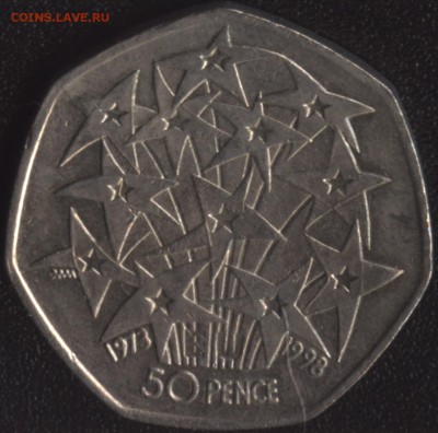 Англия 50 пенсов 1998 Евросоюз до 22:00мск 23.10.15 - Англия 50 пенсов 1998 Евросоюз -1