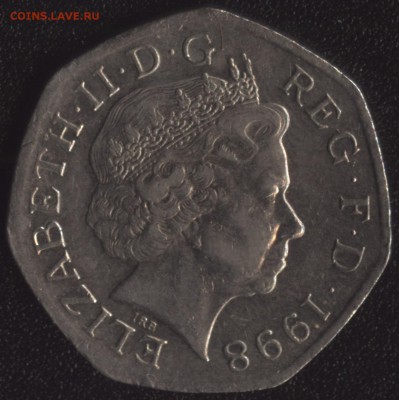 Англия 50 пенсов 1998 Здравоохранение до 22:00мск 23.10.15 - Англия 50 пенсов 1998 Звезды -2