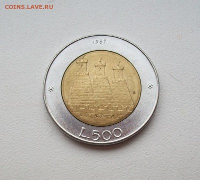 Сан Марино 500 лир 1987 15 лет возобновления чеканки монет - 100_3503