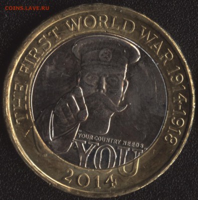 Великобритания 2 фунта 2014 1я Мировая до 22:00мск 23.10.15 - Великобритания 2 фунта 2014 1я Мировая -1