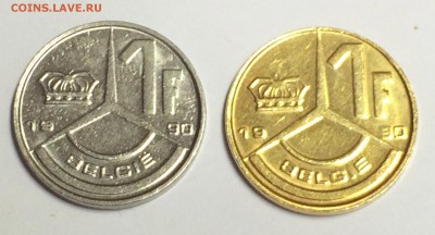 Бельгия 1 франк, 1990 Брак в другом цвете - 006.JPG