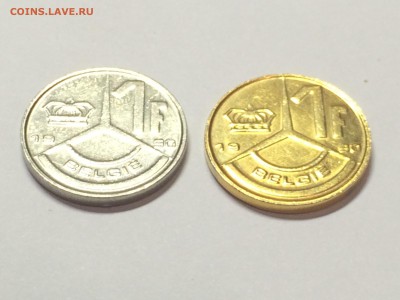 Бельгия 1 франк, 1990 Брак в другом цвете - 005.JPG