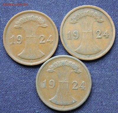 С 1 руб.  ГЕРМАНИЯ 2 пфеннига 3шт.1924г. -А- Е -J- до 27.10. - IMG_8365.JPG