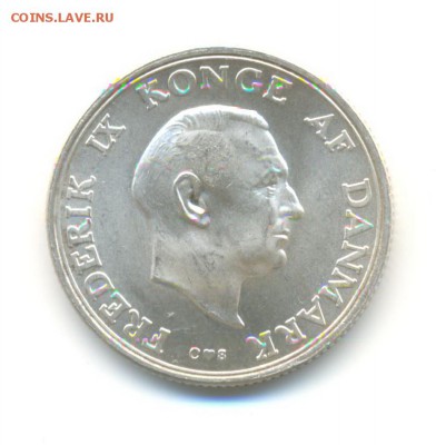Ag. Дания 2 кроны 1958. 18 летие. AU. до 27.10 22:00 - 2