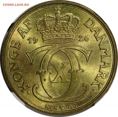Дания, 2 кроны 1926 г., NGC MS65 - 1