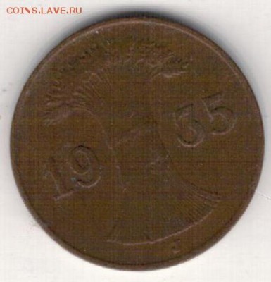 ГЕРМАНИЯ РЕЙХСПФЕННИГ 1935J ДО 29.10.15 В 22Ч (Б289) - 4-1п35
