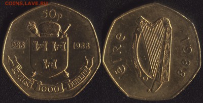 Ирландия 50 пенсов 1988 1000лет Дублину до 22:00мск 30.10.15 - Ирландия 50 пенсов 1988