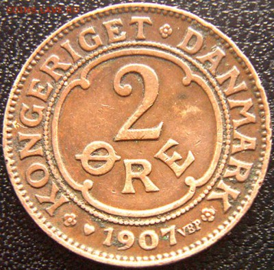 Дания_2 эре 1907. Отличное качество; до 24.10_22.44мск - 9723