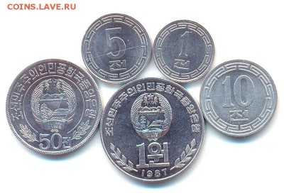 Северная Корея_5 монет 1959-1978-1987 UNC; до 24.10_22.54мск - 5947