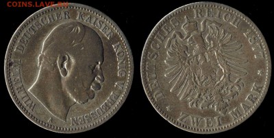 2 марки 1877 А  Пруссия  до 31.10.15 в 22.00 МСК - 1877A