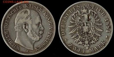 2 марки 1884  Пруссия РЕДКАЯ  до 31.10.15 в 22.00 МСК - 1884