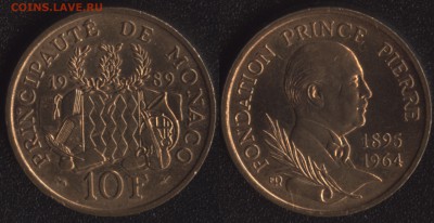 Монако 10 франков 1989 Принц Пьер до 22:00мск 30.10.15 - Монако 10 франков 1989 Принц Пьер
