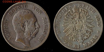2 марки 1883  Саксония  РЕДКАЯ до 31.10.15 в 22.00 МСК - 1883 саксония