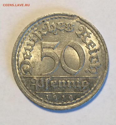 Германия, 50пф 1919 Е, блеск - image