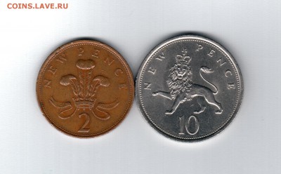 = 2, 10 пенсов Великобритания 1976, 1980 - до 01.11.2015 - Пенсы-1