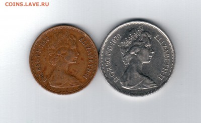 = 2, 10 пенсов Великобритания 1976, 1980 - до 01.11.2015 - Пенсы-2