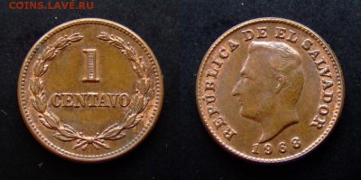 МОНЕТЫ МИРА №5 - Сальвадор 1 сентаво (1968) бронза (XF)