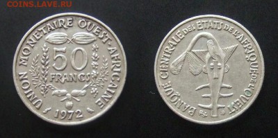 МОНЕТЫ МИРА №5 - Западная Африка – 50 франков (1972) «ФАО; Золотая гиря Ашанти»