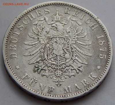 Германия 5 марок 1875 Пруссия, до 03.11.15 в 22:00 МСК - 4559