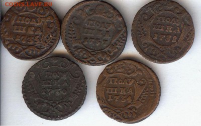 Полушки 1730-1737гг ( 5 шт )До 1.11.2015. в 22- 00 по мск - 003