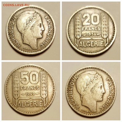 20,50 , 100 франков -французский Алжир - image