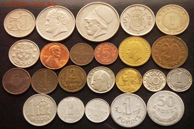 53 разные зарубежные монеты (см. описание). До 30.10_22.00мс - 3