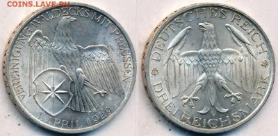 3 марки 1929. Германия. Воссоединение Вальдека с Пруссией - 3-29