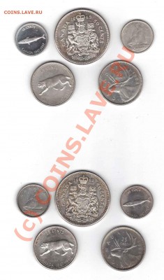Канада. Серебро. Мелочь. 50, 25, 10 центов - мелочь