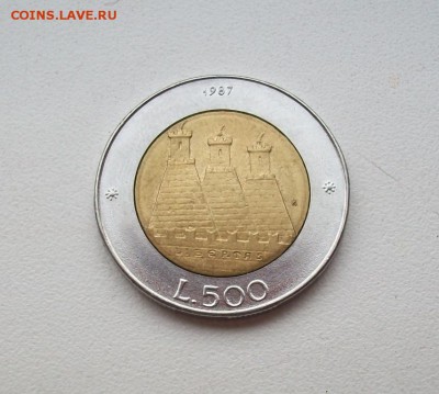 Сан Марино 500 лир 1987 15 лет возобновления чеканки монет - 100_3503