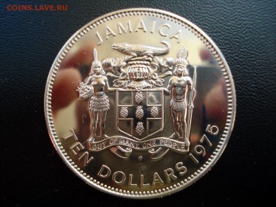 Ямайка 10 долларов 1975 Колумб  45mm,серебро, proof - реверс колумб.JPG