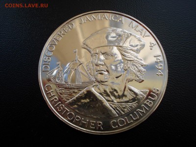 Ямайка 10 долларов 1975 Колумб  45mm,серебро, proof - аверс колумб.JPG