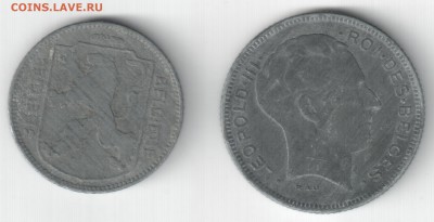 Бельгия, 1 франк 1944, 5 франков 1941, до 08.11.15_22:00мск - 1-