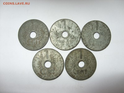 1 цент Французский Индокитай 1941. 5 шт. По фиксу. - 1 цент Французский Индокитай 1941 - 2.JPG