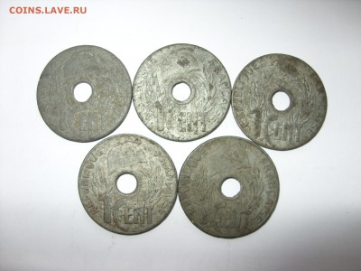 1 цент Французский Индокитай 1941. 5 шт. По фиксу. - 1 цент Французский Индокитай 1941 - 1.JPG