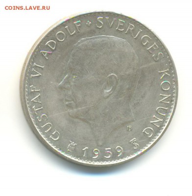 Ag. Швеция 5 крон 1959. 150 лет конст. XF+. до 10.11 22:00 - 5