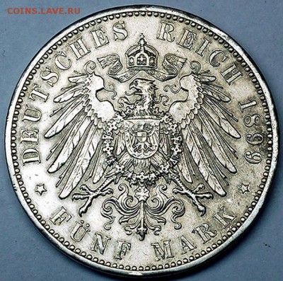 Германия. Бавария_5 марок 1899. Серебро; до 08.11_22.10мск - 10443