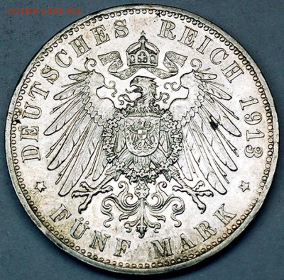 Германия. Бавария_5 марок 1913. Серебро; до 08.11_22.12мск - 10445